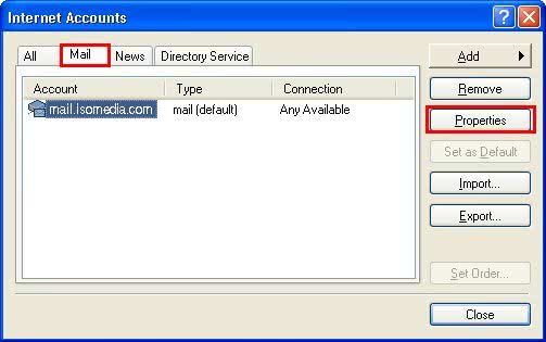 Outlook Express Account Properties