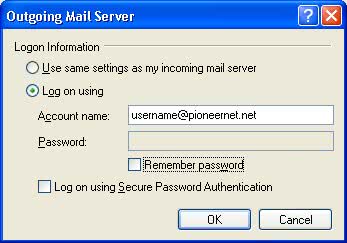 Outlook Express SMTP Authentication